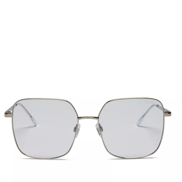 Quay Australia Cheat Sheet Large Square Blue Light Lens Screen Glasses Silver - Picture 1 of 8